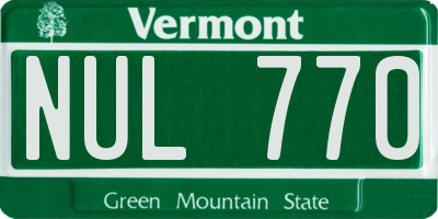 VT license plate NUL770