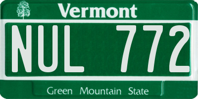 VT license plate NUL772