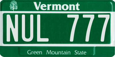 VT license plate NUL777
