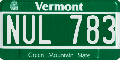 VT license plate NUL783