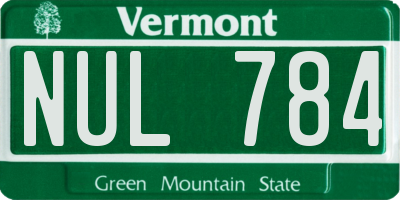 VT license plate NUL784