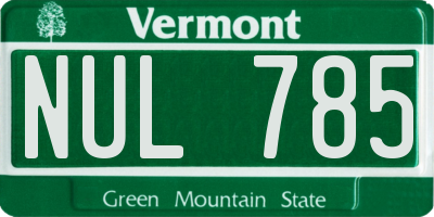 VT license plate NUL785