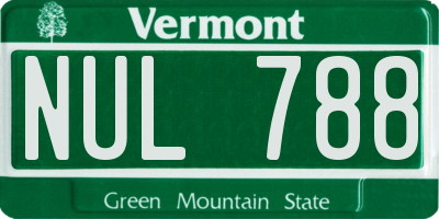 VT license plate NUL788