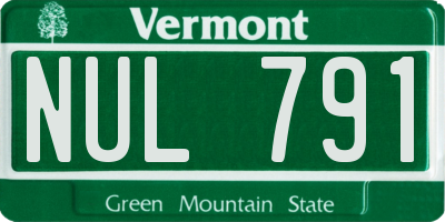 VT license plate NUL791
