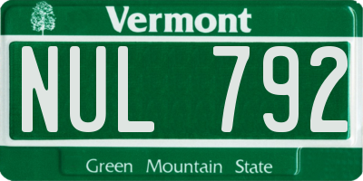 VT license plate NUL792