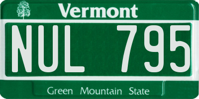 VT license plate NUL795