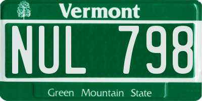 VT license plate NUL798