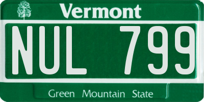 VT license plate NUL799