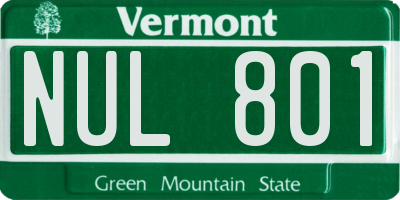 VT license plate NUL801