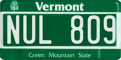 VT license plate NUL809