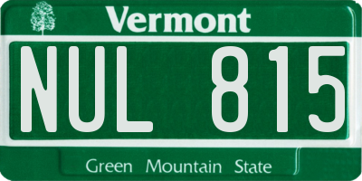 VT license plate NUL815