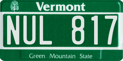 VT license plate NUL817