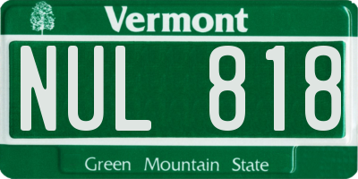 VT license plate NUL818