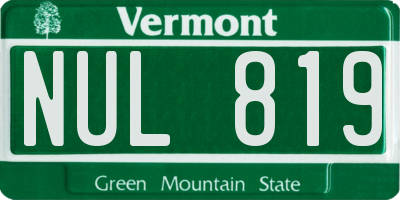VT license plate NUL819