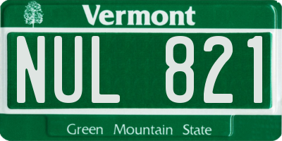 VT license plate NUL821