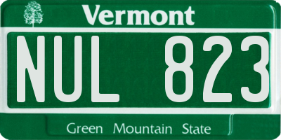 VT license plate NUL823