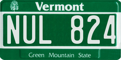 VT license plate NUL824