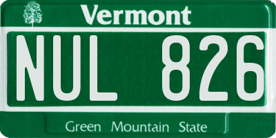 VT license plate NUL826
