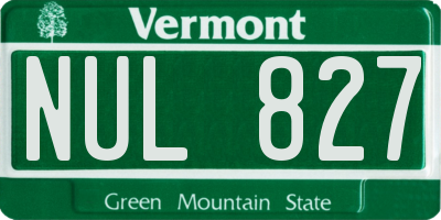 VT license plate NUL827
