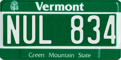 VT license plate NUL834