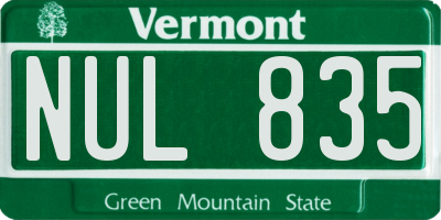 VT license plate NUL835