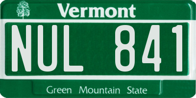 VT license plate NUL841