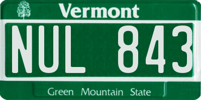 VT license plate NUL843