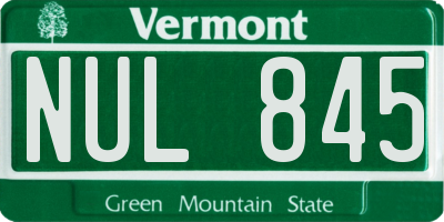 VT license plate NUL845