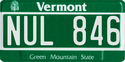 VT license plate NUL846