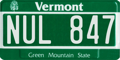 VT license plate NUL847