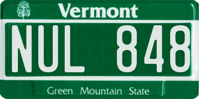 VT license plate NUL848