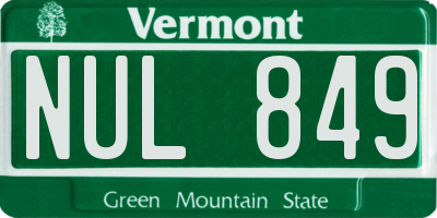 VT license plate NUL849