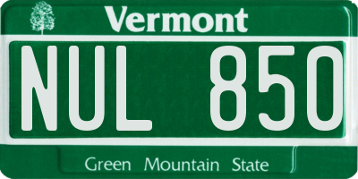 VT license plate NUL850