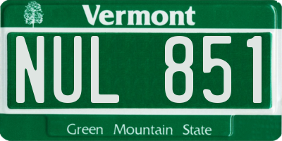 VT license plate NUL851