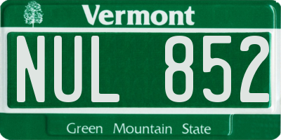 VT license plate NUL852