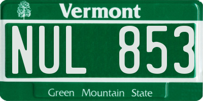 VT license plate NUL853