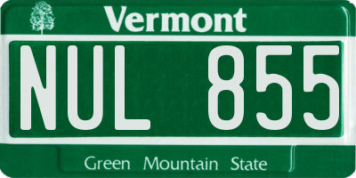 VT license plate NUL855