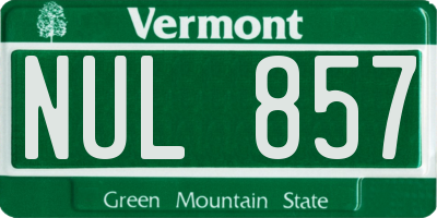 VT license plate NUL857