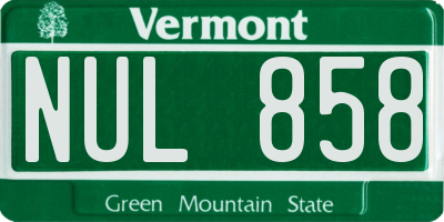 VT license plate NUL858
