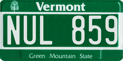 VT license plate NUL859