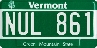 VT license plate NUL861