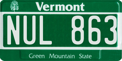VT license plate NUL863