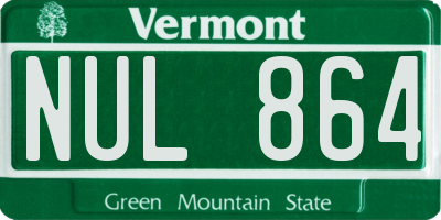 VT license plate NUL864