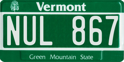 VT license plate NUL867