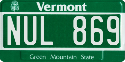 VT license plate NUL869