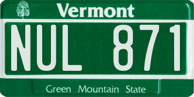 VT license plate NUL871