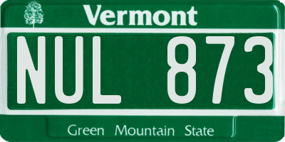 VT license plate NUL873
