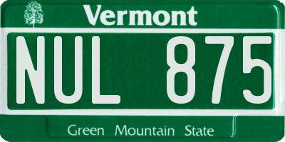 VT license plate NUL875