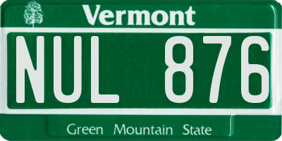 VT license plate NUL876