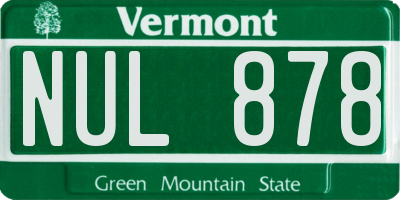 VT license plate NUL878